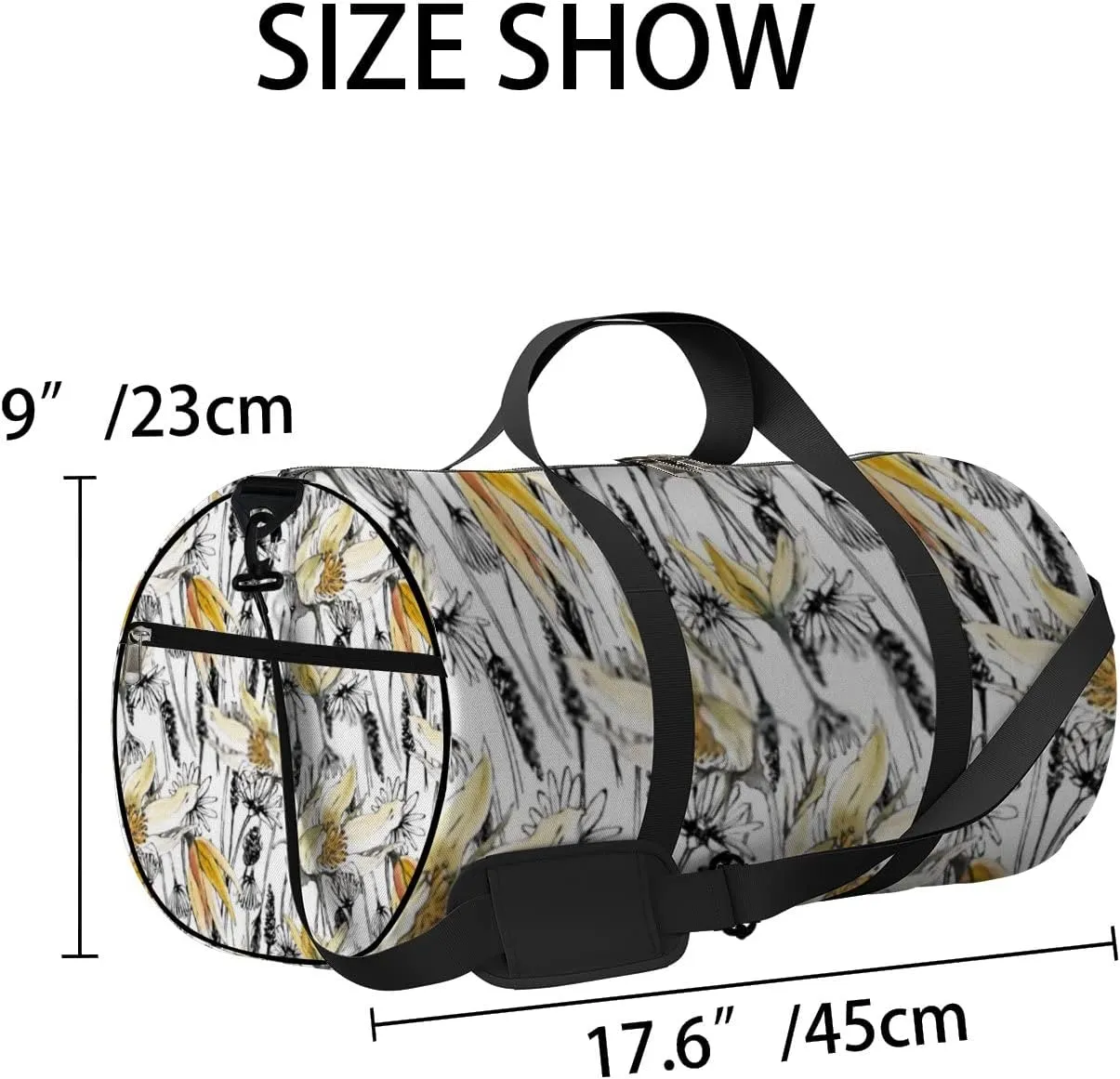 Sports Gym Bag for Women and Men Waterproof Hand Drawn Botanical Pattern Watercolor Style Duffel Bag Lightweight Carryon Traveling Boarding Gripsack