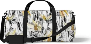 Sports Gym Bag for Women and Men Waterproof Hand Drawn Botanical Pattern Watercolor Style Duffel Bag Lightweight Carryon Traveling Boarding Gripsack