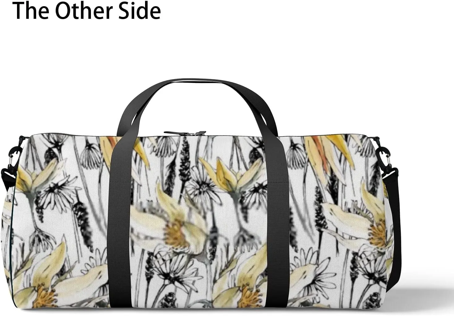 Sports Gym Bag for Women and Men Waterproof Hand Drawn Botanical Pattern Watercolor Style Duffel Bag Lightweight Carryon Traveling Boarding Gripsack