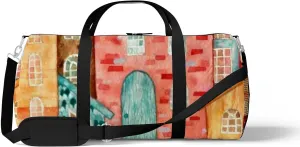 Sports Gym Bag for Women and Men Waterproof Watercolor Street Duffel Bag Lightweight Carryon Traveling Boarding Gripsack