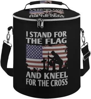 Stand for Flag Kneel for Cross Cylindrical Cooler Bag with Handle Portable Lunch Bags Adjustable Shoulder Straps Insulation Tote