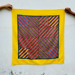Stella Multicolour Block Printed Square: Yellow