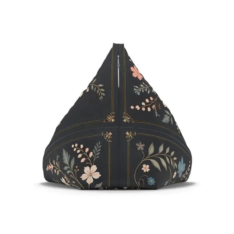 Stunning Floral Vines Black Bean Bag Chair Cover