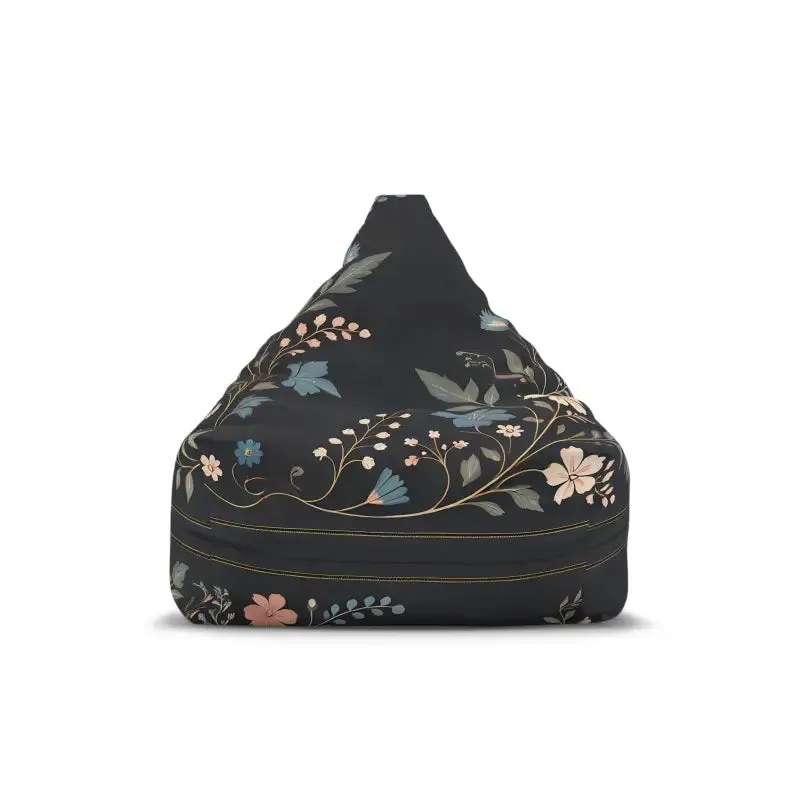 Stunning Floral Vines Black Bean Bag Chair Cover