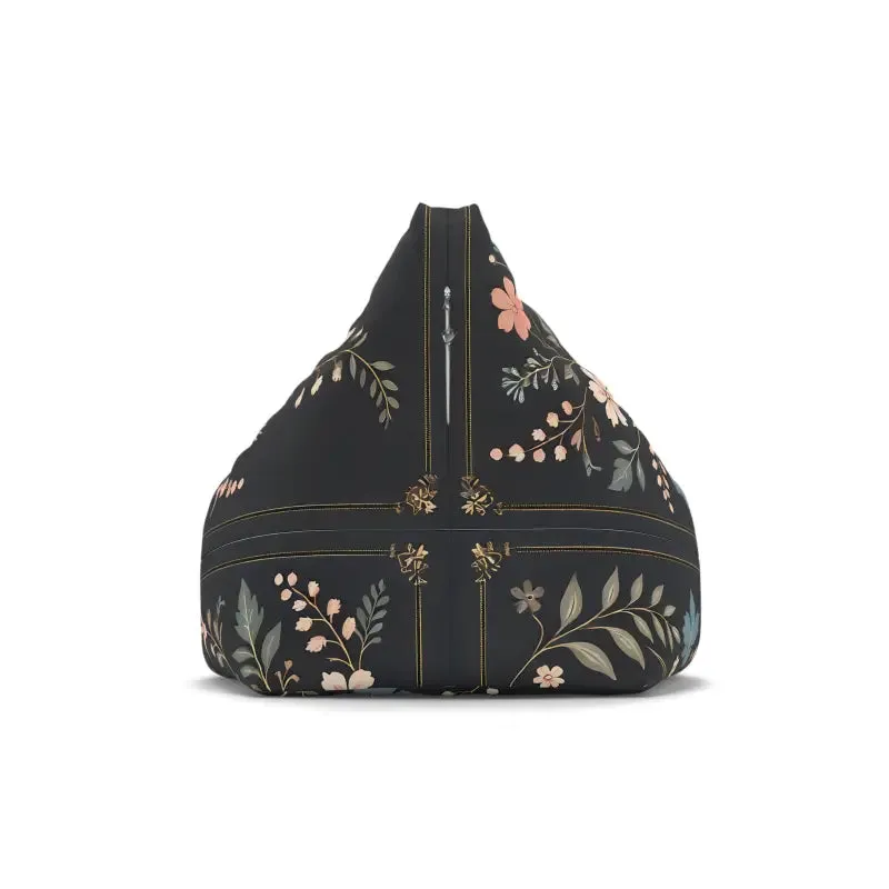 Stunning Floral Vines Black Bean Bag Chair Cover