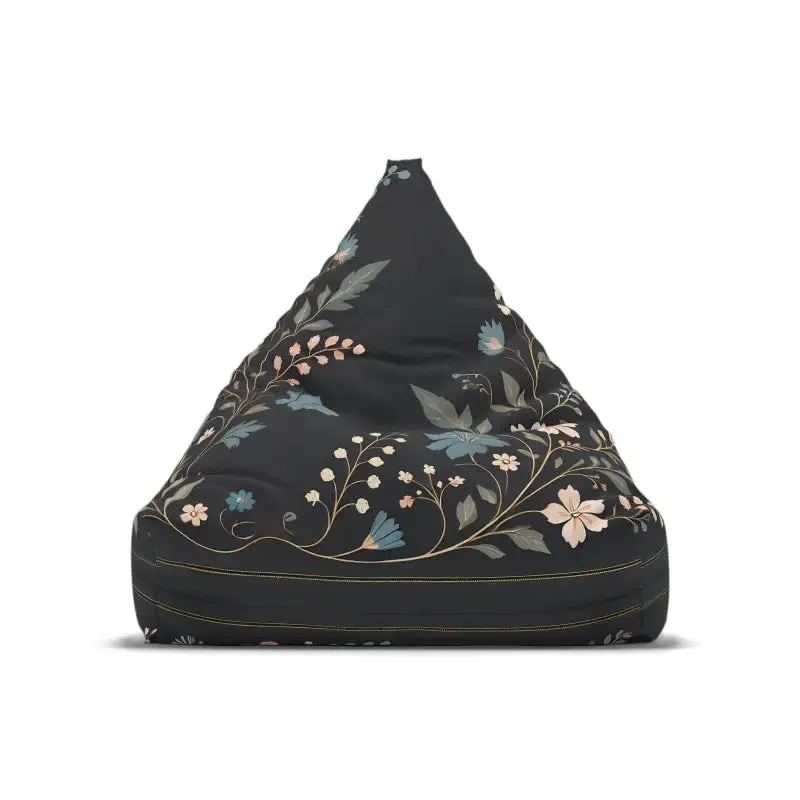 Stunning Floral Vines Black Bean Bag Chair Cover