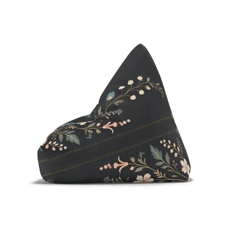 Stunning Floral Vines Black Bean Bag Chair Cover