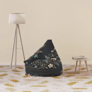 Stunning Floral Vines Black Bean Bag Chair Cover