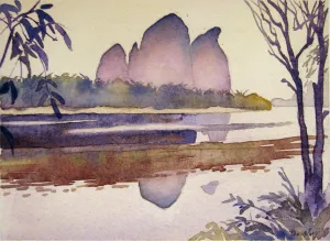 Style ARThouse Dreaming of Guilin, Giclee Print of Watercolor Landscape, Picture Showing the Quaint Karst Mountains of China, 10 X 13 Inches