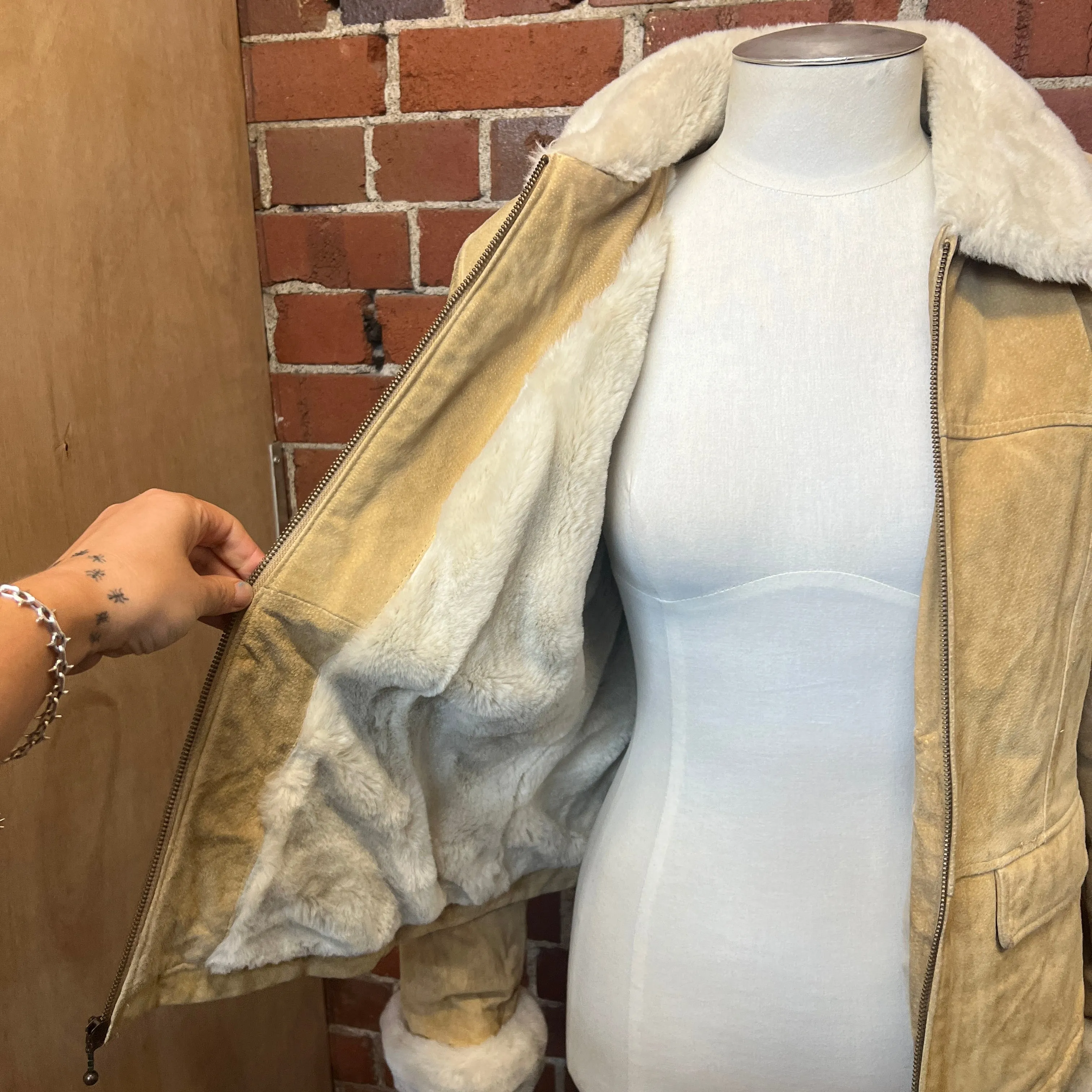 SUEDE Faux fur lined jacket