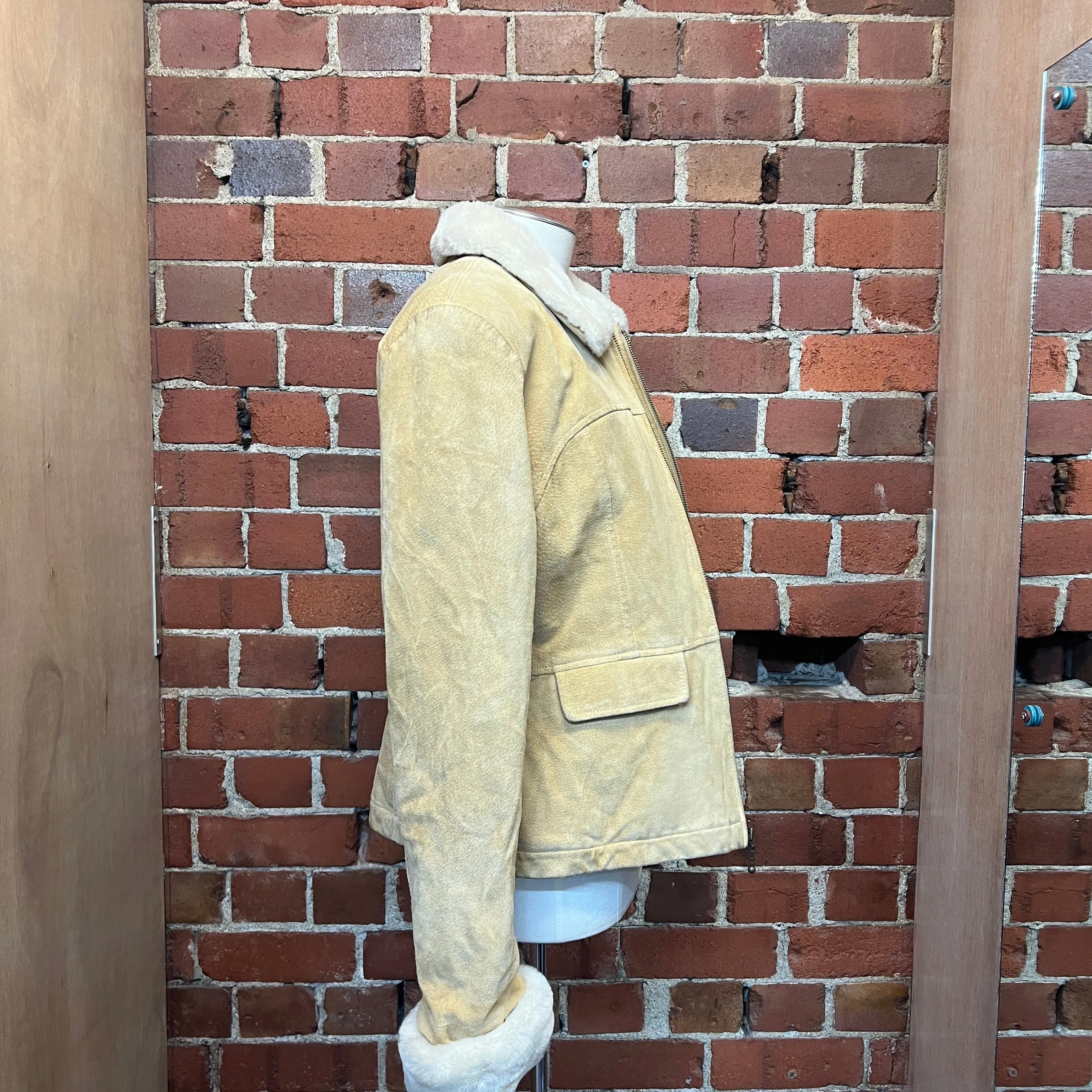 SUEDE Faux fur lined jacket