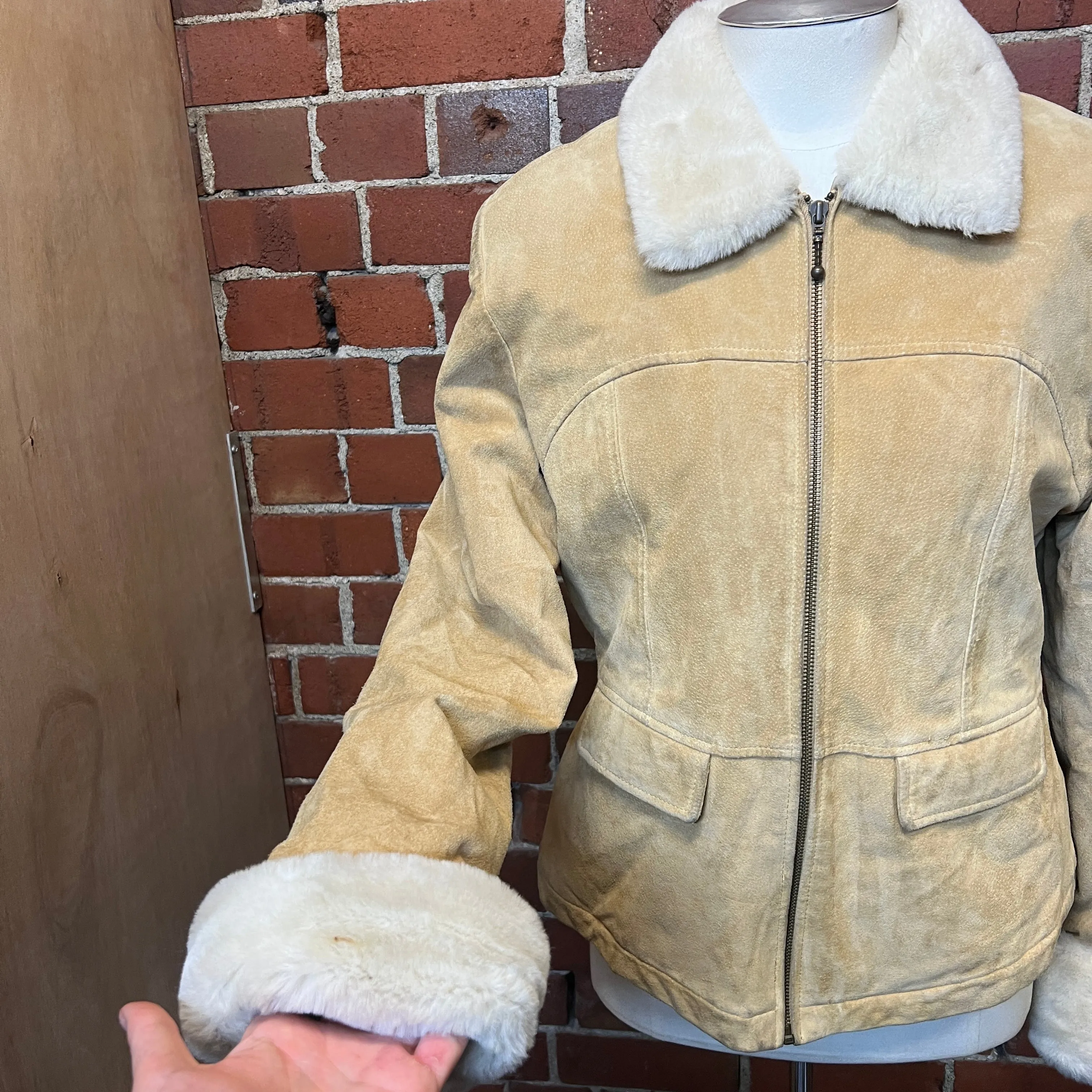 SUEDE Faux fur lined jacket