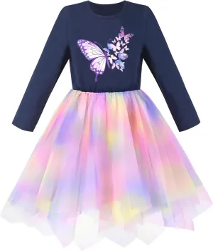 Sunny Fashion Girls Dress Long Sleeve Christmas Owl Sparkling Sequin Tulle