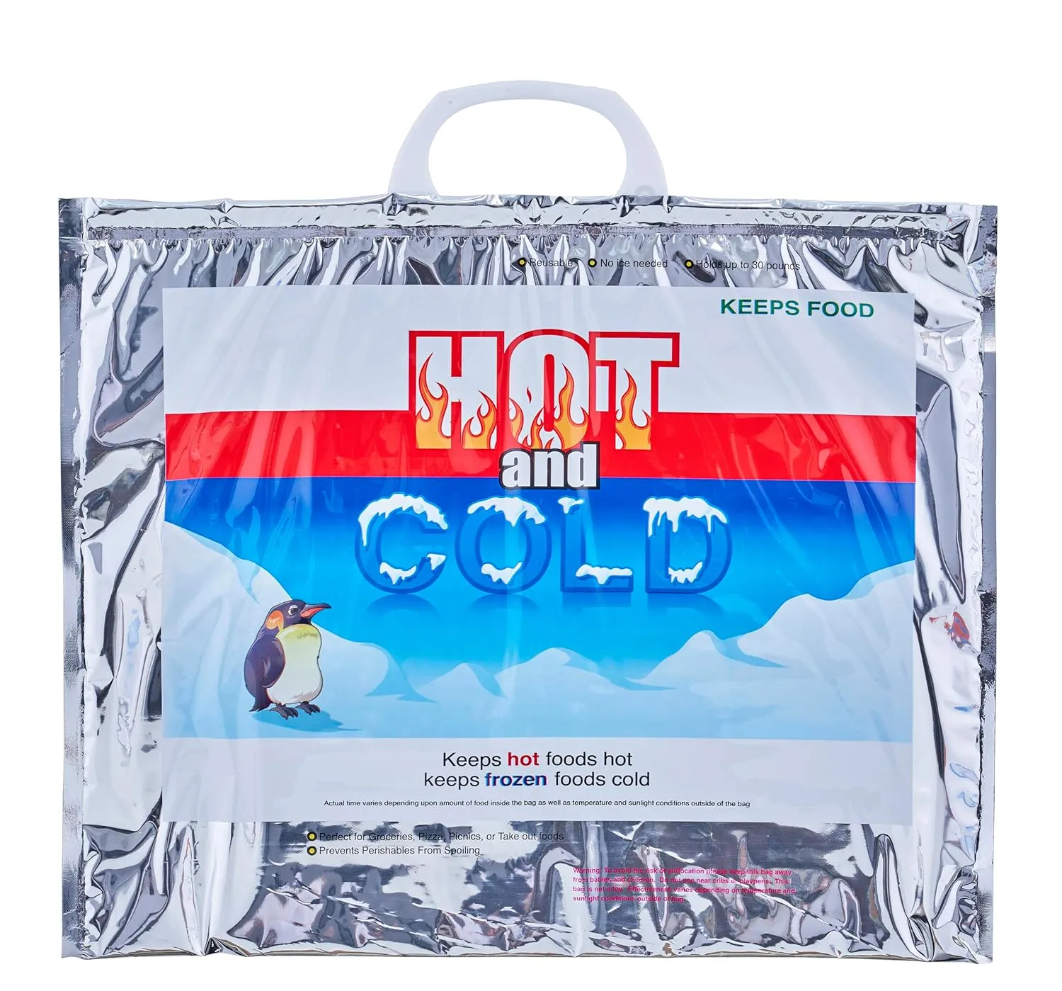 Superio Hot and Cold Insulated Bags for Food Delivery, Grocery Shopping Bags, Food Storage for Hot and Frozen Food for Travel, Disposable Cooler Bag, Reinforced Thermal Lunch Bag (3, 15.5"x13")
