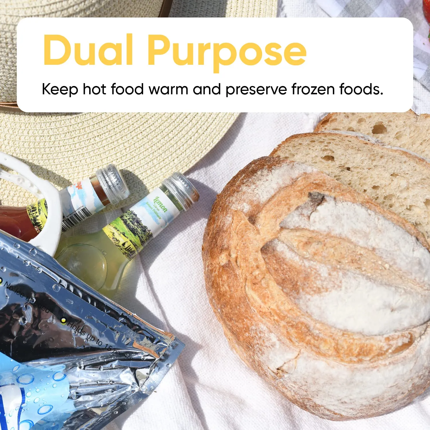 Superio Hot and Cold Insulated Bags for Food Delivery, Grocery Shopping Bags, Food Storage for Hot and Frozen Food for Travel, Disposable Cooler Bag, Reinforced Thermal Lunch Bag (3, 15.5"x13")