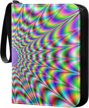 susiyo Colorful Spirals Abstract Optical Expansion Card Binder 400 Pockets Cute Trading Football Collectible Card Albums