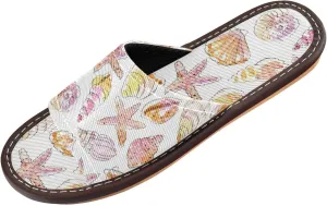 susiyo Slippers for Women Men Watercolor Marine Seashells and Starfish Summer House Slippers
