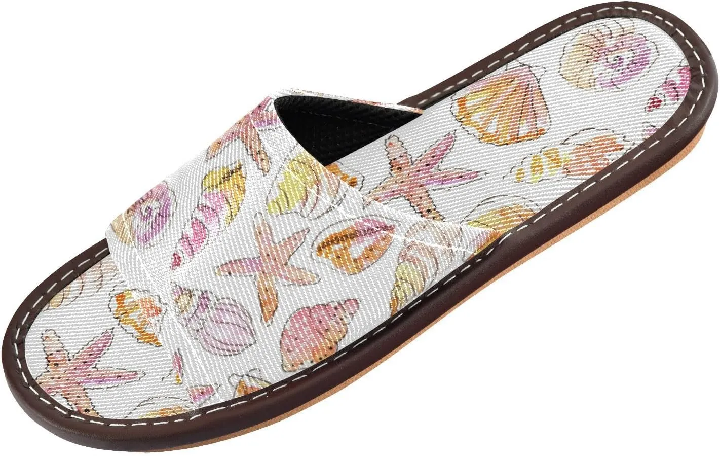susiyo Slippers for Women Men Watercolor Marine Seashells and Starfish Summer House Slippers