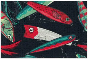 susiyo Watercolor Red and Green Fishes 500 Piece Jigsaw Puzzle, Wall Artwork Puzzle Games for Adults Teens 20.5" L X 14.9" W