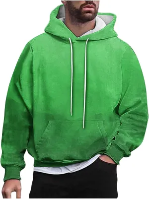 Sweatshirts for Men Oversized Casual Long Sleeve Gradient Drawstring Hoodies Loose Fit Hooded Sweatshirt with Pocket
