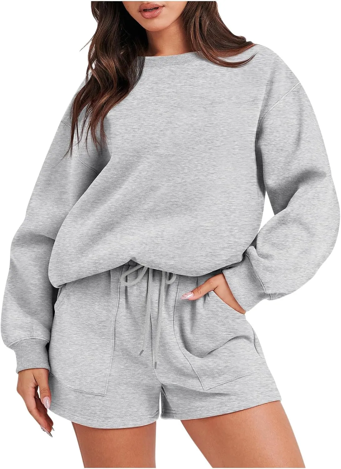 Sweatsuits for Women Loungewear Workout Athletic Tracksuits Long Sleeve Tops Sweatshirt Shorts Casual Suit Sets