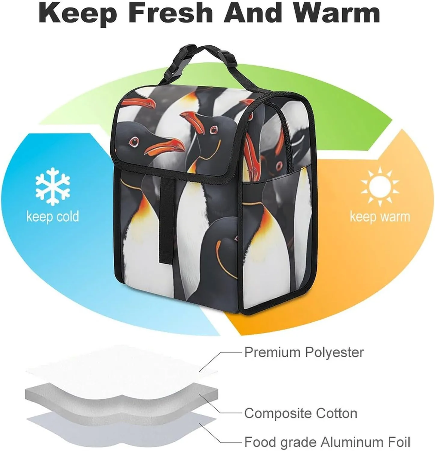 SWEET TANG Lunch Bag with Buckle - Compatible with Puffin Bird, Reusable Insulated Food Thermal Bento Boxes Bags Holder Leak-Proof for Adults Nurses College Travel