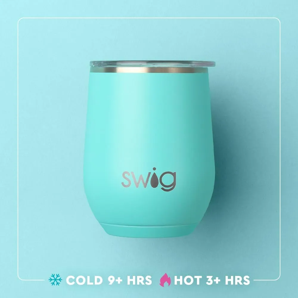 Swig Life 12oz Wine Tumbler with Lid, Stainless Steel, Dishwasher Safe, Portable, Triple Insulated Wine Tumbler (Jungle Gym)
