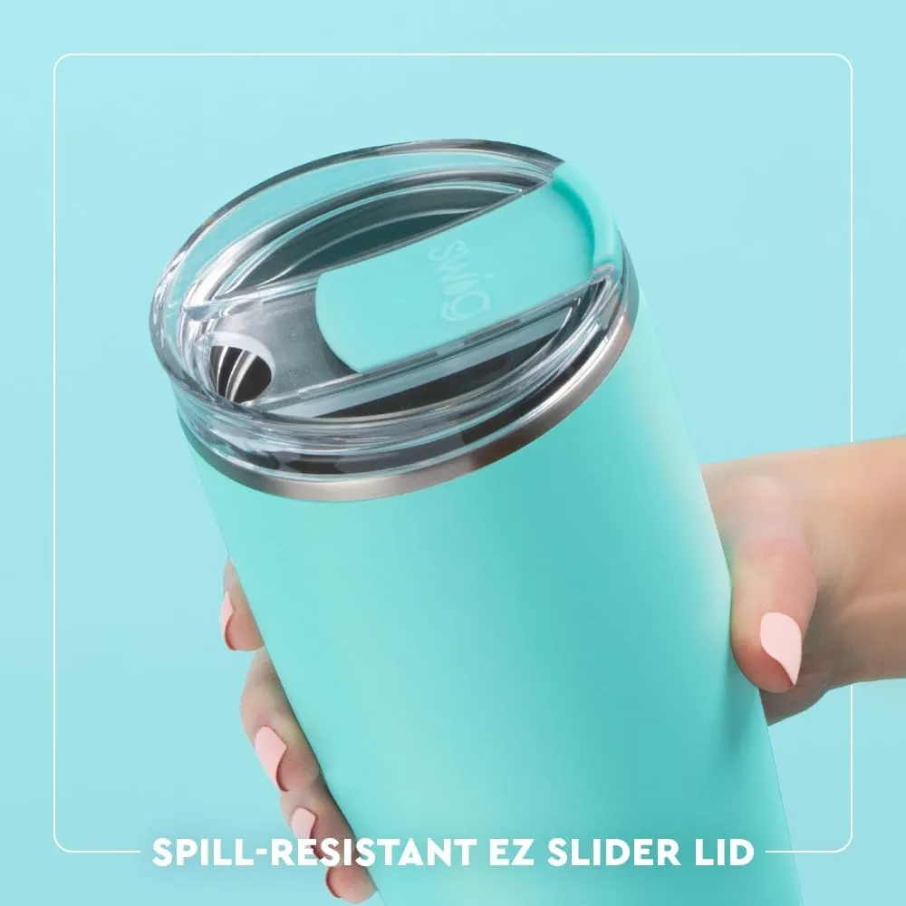 Swig Life 22oz Insulated Tumbler, Travel Coffee Tumbler with Lid, Cup Holder Friendly Travel Coffee Mug, Stainless Steel Thermos, 22 oz Tumblers, Reusable Insulated Mug with Lid (Blue Lagoon)