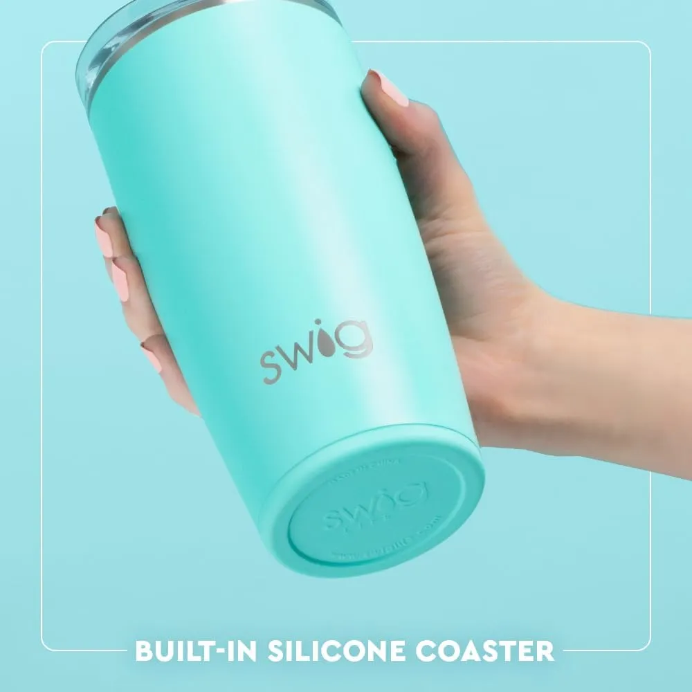 Swig Life 22oz Insulated Tumbler, Travel Coffee Tumbler with Lid, Cup Holder Friendly Travel Coffee Mug, Stainless Steel Thermos, 22 oz Tumblers, Reusable Insulated Mug with Lid (Blue Lagoon)
