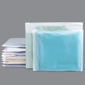 Swimsuit Storage Clear Zipper Bags, 100 Pcs 12x10 Inch Frosted Plastic Bags for Clothes, Waterproof Packaging for T-Shirts, Bathing Suits, Pants, Files - 3 Mil