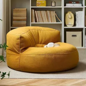 SXBCyan Bean Bag Chairs Pouf Cover Thick Soft Chenille Bean Bag Cover Kids Adults No Filler Washable Floor Corner Seat Beanbag Pouf Ottoman Chair Furniture (Color : Yellow)