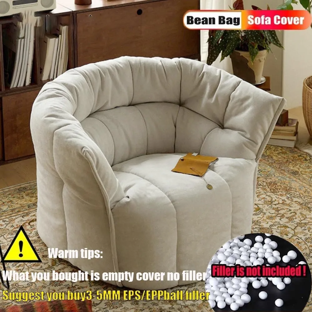 SXBCyan Bean Bags Bean Bag Chair Waterproof Chenille Bean Bag Cover No Filler Beanbag Chair Kids Adults Washable Ultra Soft Pouf Ottoman for Floor Seating Lounge Relaxing Video Games(Gray)