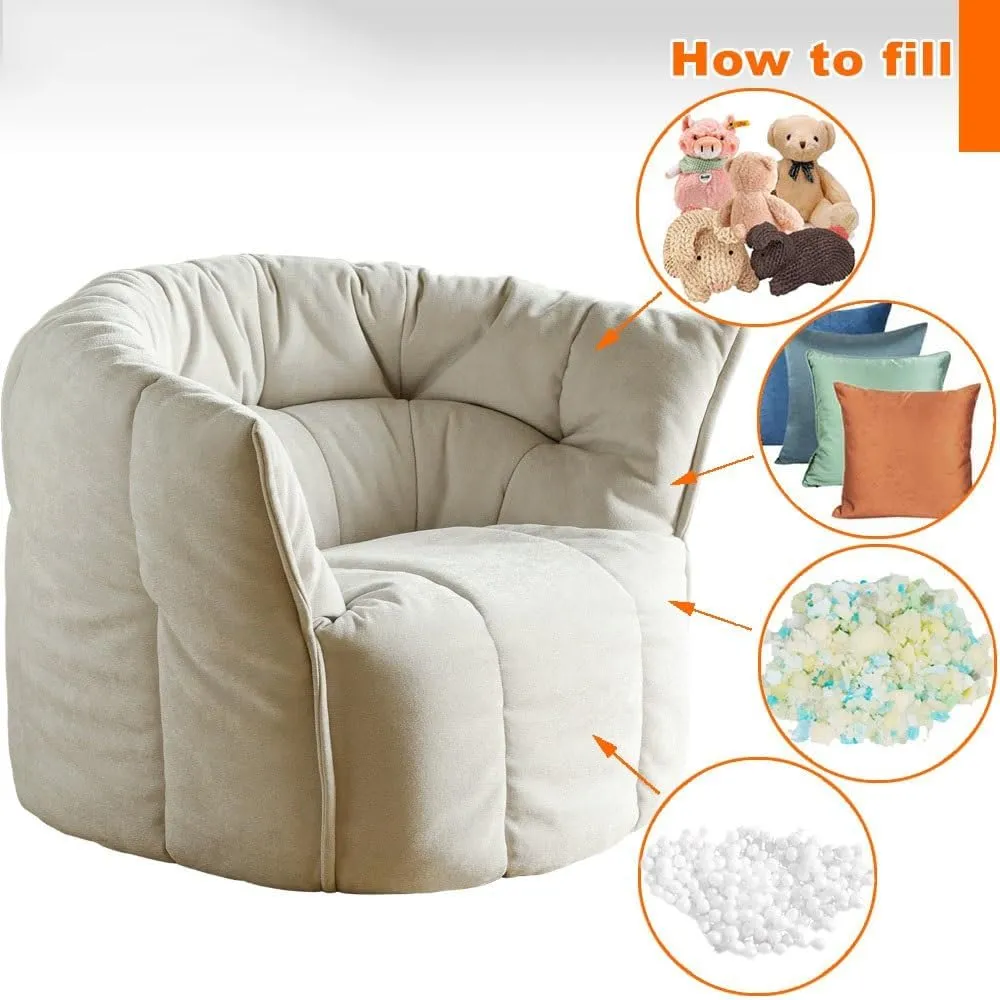 SXBCyan Bean Bags Bean Bag Chair Waterproof Chenille Bean Bag Cover No Filler Beanbag Chair Kids Adults Washable Ultra Soft Pouf Ottoman for Floor Seating Lounge Relaxing Video Games(Gray)