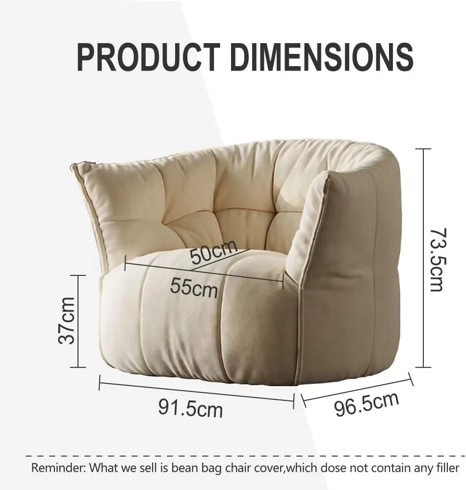 SXBCyan Bean Bags Bean Bag Chair Waterproof Chenille Bean Bag Cover No Filler Beanbag Chair Kids Adults Washable Ultra Soft Pouf Ottoman for Floor Seating Lounge Relaxing Video Games(Gray)