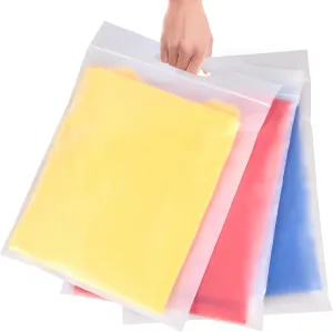 T Shirt Bags 11x14 inch 100 Pack Clear Shirt Packaging Bags Frosted Shirt Bags for Small Business Zipper Shipping Bags with Handle