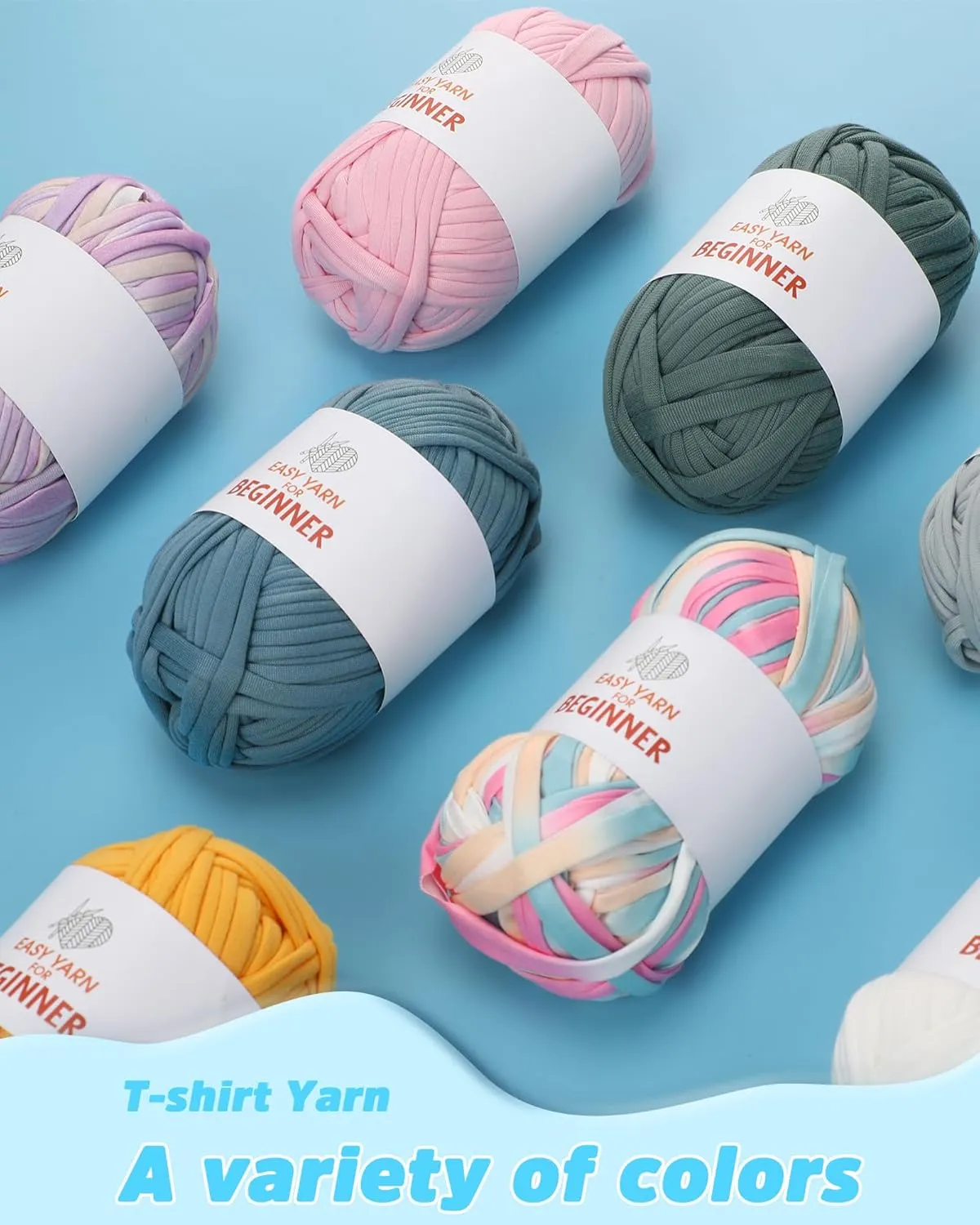 T-Shirt Yarn for Crocheting Knitting - 4 PCS Chunky Thick for Bags, Blanket, Cushions, Slippers, Storage Baskets Projects - Fabric Yarn 100g4 (3.5oz4), DIY Handmade Knitting Gift