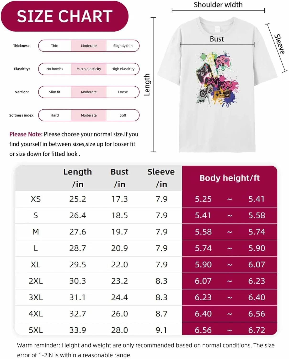 T-Shirts for Women Abstract Watercolor Game Machine Women's Tops Crew Neck Short Sleeve Tees
