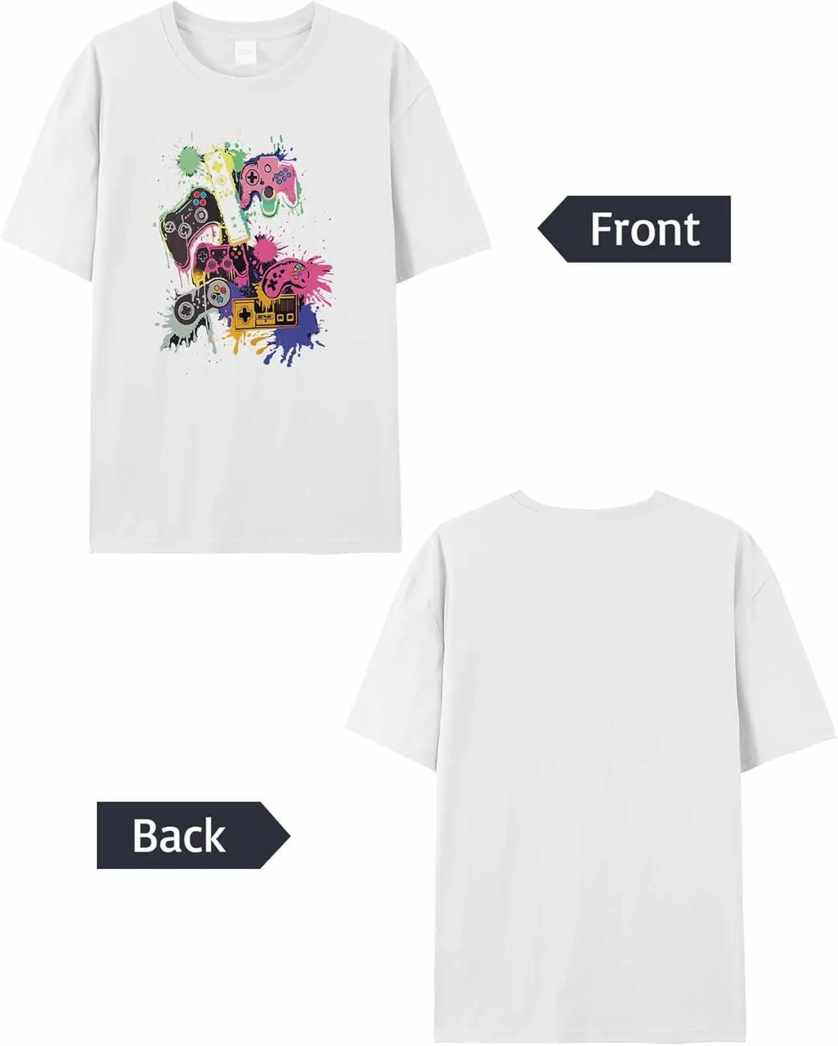 T-Shirts for Women Abstract Watercolor Game Machine Women's Tops Crew Neck Short Sleeve Tees