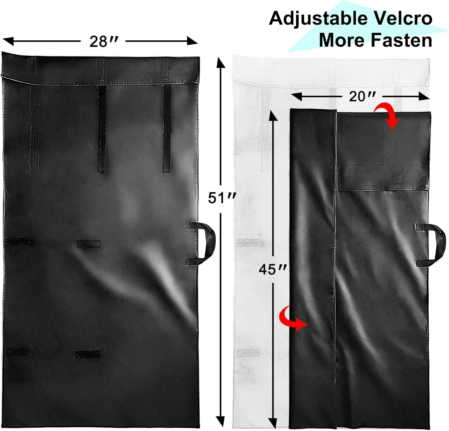 Table Leaf Storage Bag Padded 2 Pack Heavy Duty Dining Table Leaf Bag w/Adjustable Self-Adhesive Strap, 51x 28in Extra Thick Flannel Backing Table Leaf Cover, Fit 48x24in Leaves, Black