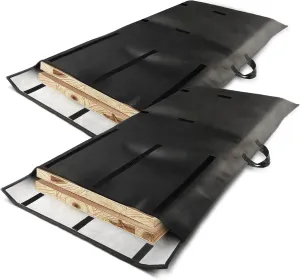 Table Leaf Storage Bag Padded 2 Pack Heavy Duty Dining Table Leaf Bag w/Adjustable Self-Adhesive Strap, 51x 28in Extra Thick Flannel Backing Table Leaf Cover, Fit 48x24in Leaves, Black