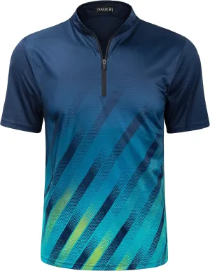 TAPULCO Mens Quick Dry Quarter Zip Performance Modern Printed Casual Sports T-Shirts Athletic Pullover Outdoor Hiking Tee