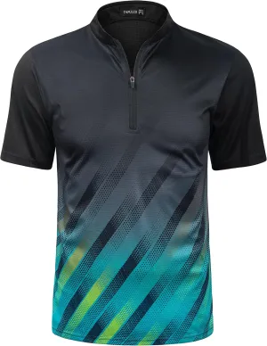 TAPULCO Mens Quick Dry Quarter Zip Performance Modern Printed Casual Sports T-Shirts Athletic Pullover Outdoor Hiking Tee