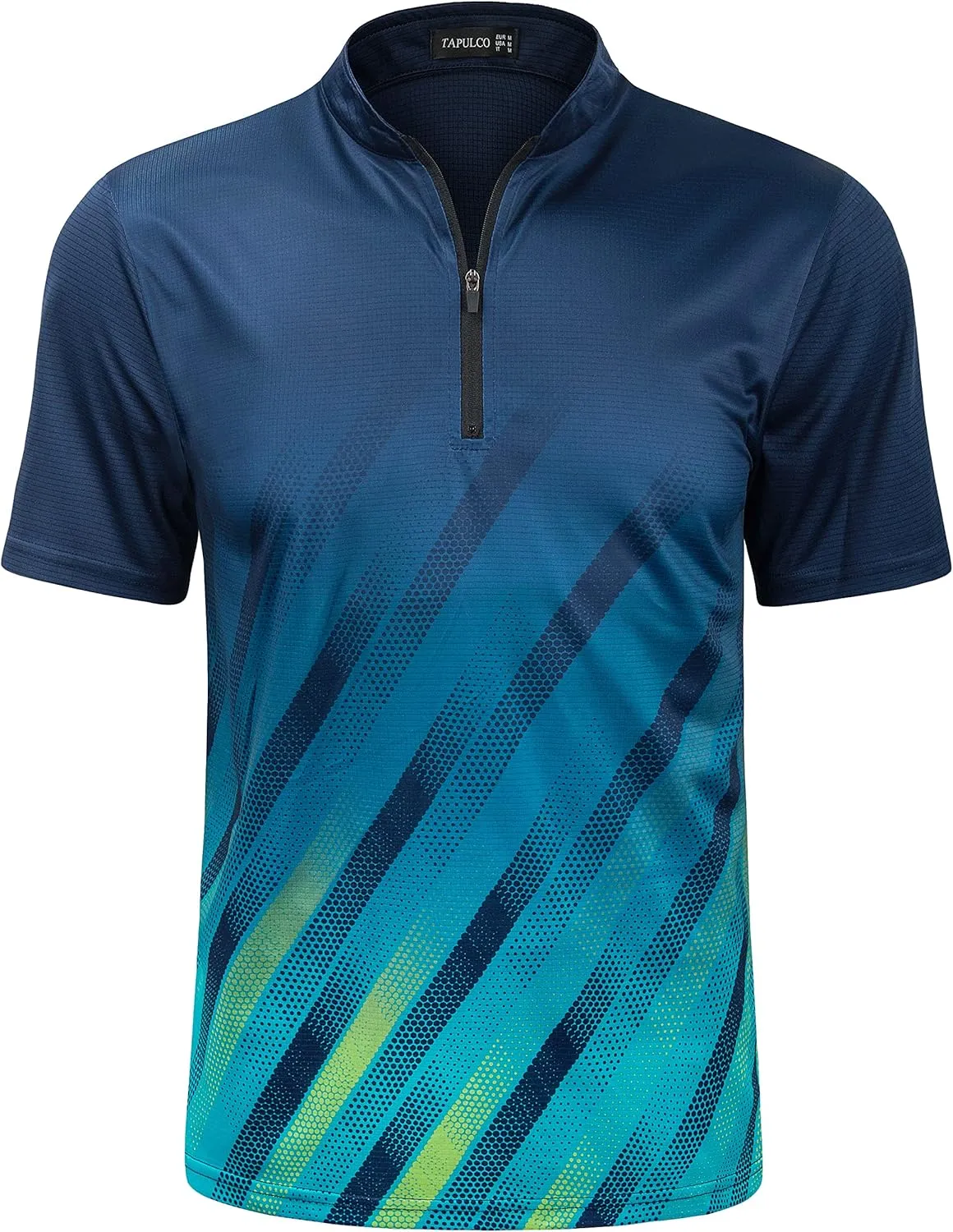 TAPULCO Mens Quick Dry Quarter Zip Performance Modern Printed Casual Sports T-Shirts Athletic Pullover Outdoor Hiking Tee
