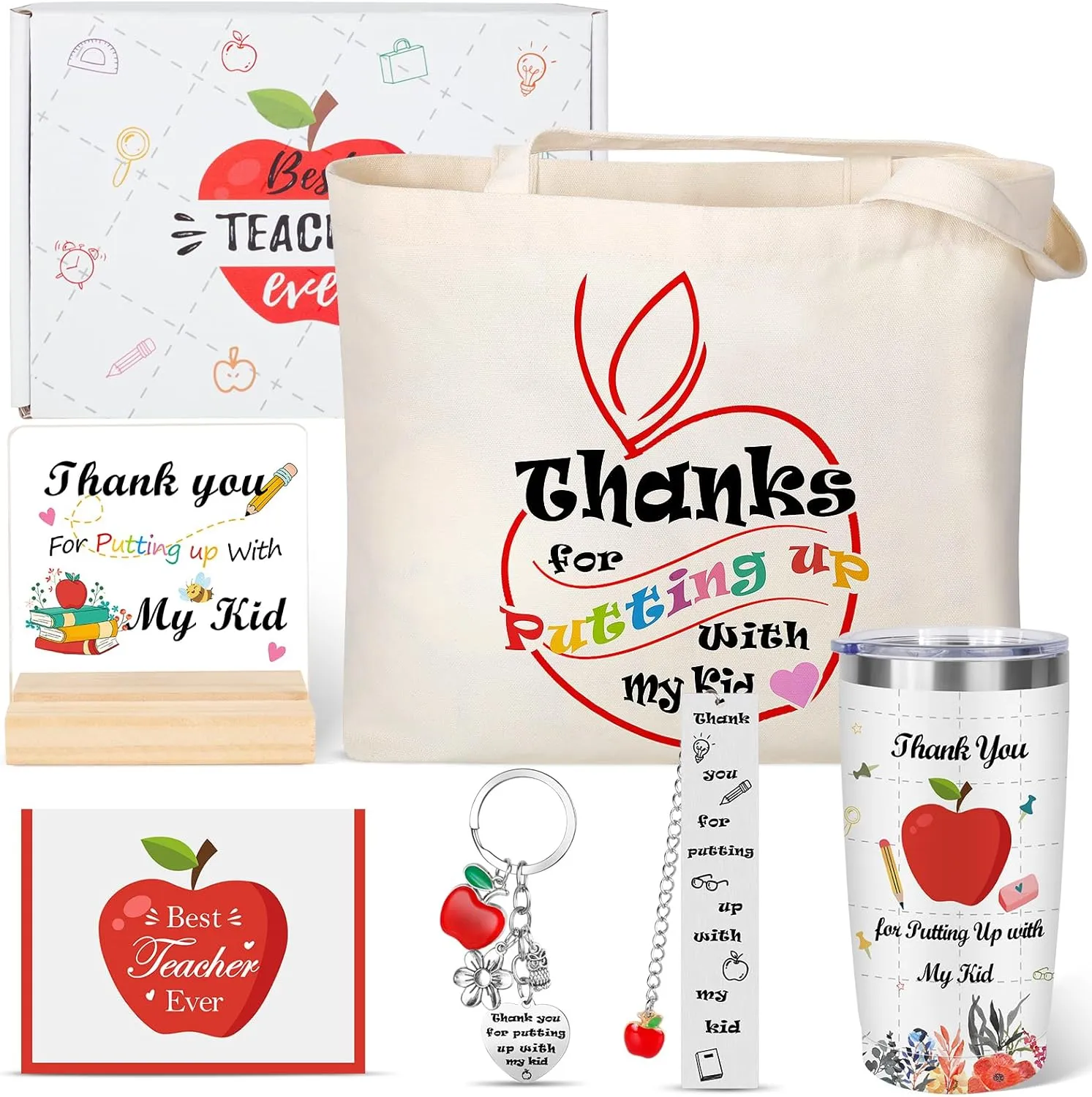 Teacher Appreciation Gifts, Best Teacher Tote Bags Insulated Tumblers for Women, Unique Gifts Ideas from Parents - Funny Thank You Basket, Back to School, Christmas Birthday Gift for Teachers