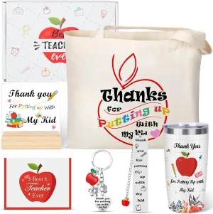 Teacher Appreciation Gifts, Best Teacher Tote Bags Insulated Tumblers for Women, Unique Gifts Ideas from Parents - Funny Thank You Basket, Back to School, Christmas Birthday Gift for Teachers