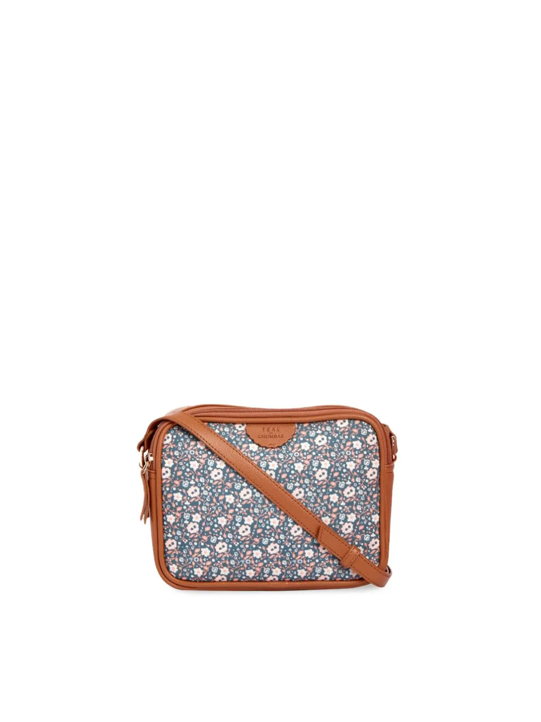 TEAL BY CHUMBAK Floral Printed Structured Sling Bag