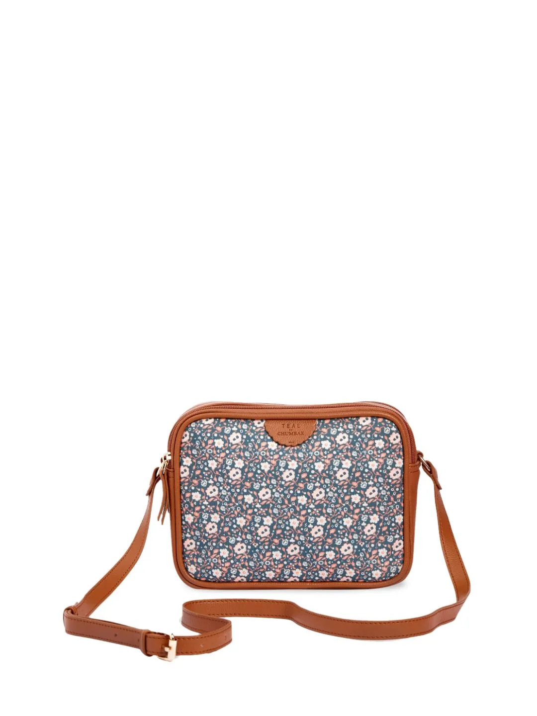 TEAL BY CHUMBAK Floral Printed Structured Sling Bag
