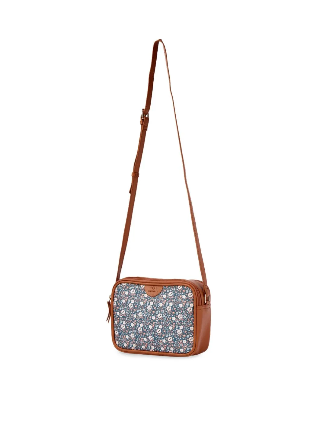 TEAL BY CHUMBAK Floral Printed Structured Sling Bag