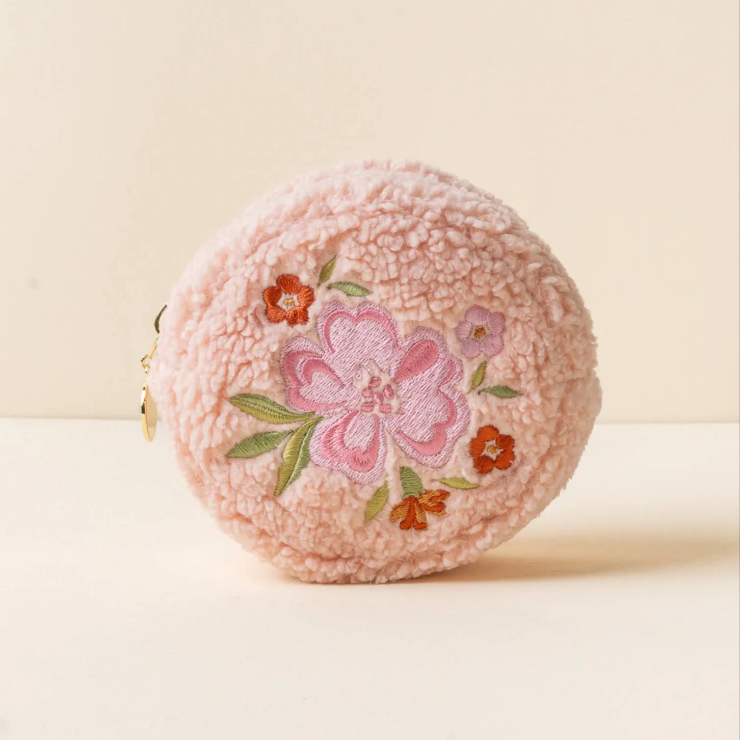 Teddy Pouch-Circle Dainty Floral Pink
