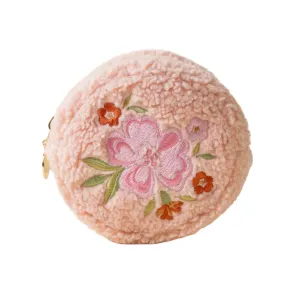 Teddy Pouch-Circle Dainty Floral Pink